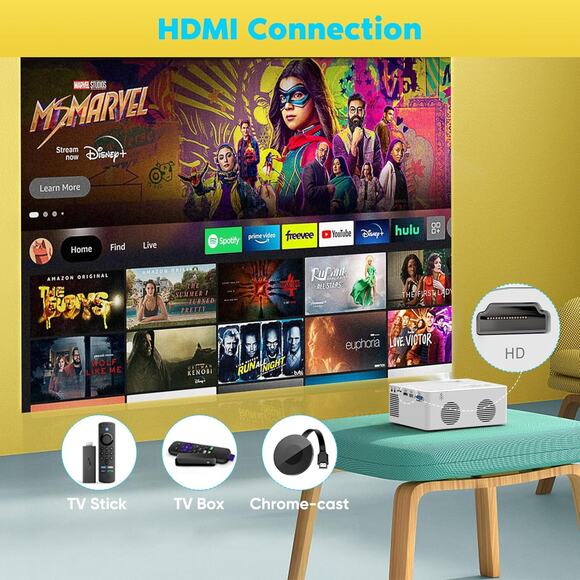 🔥Mini Bluetooth Portable Movie Projector Full HD 1080P Supported BNWT🔥 - Picture 7 of 9